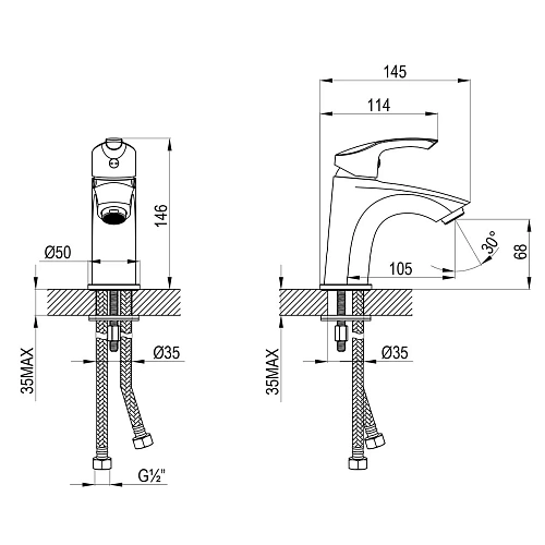 Смеситель для раковины Lemark Plus Strike LM1131C, хром Смеситель для раковины Lemark Plus Strike LM1131C, хром