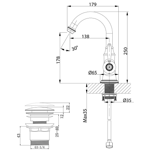 Смеситель для раковины Lemark Spark LM6707RG, розовое золото Смеситель для раковины Lemark Spark LM6707RG, розовое золото
