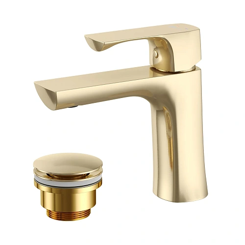 Смеситель для раковины Lemark Ursus LM7206BG монолитный, брашированное золото Смеситель для раковины Lemark Ursus LM7206BG монолитный, брашированное золото