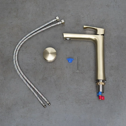 Смеситель для раковины Lemark Ursus LM7209BG монолитный, брашированное золото Смеситель для раковины Lemark Ursus LM7209BG монолитный, брашированное золото