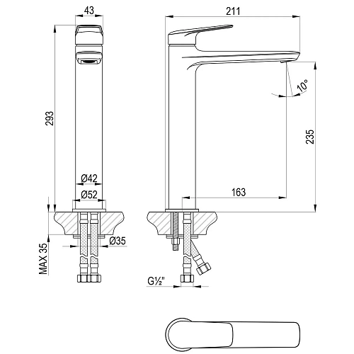 Смеситель для раковины Lemark Verba LM11409C, хром Смеситель для раковины Lemark Verba LM11409C, хром