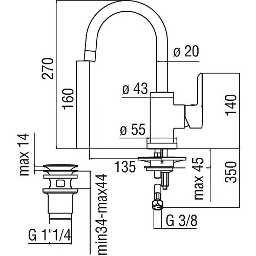 Смеситель для раковины Nobili ABC AB87338/2CR Смеситель для раковины Nobili ABC AB87338/2CR
