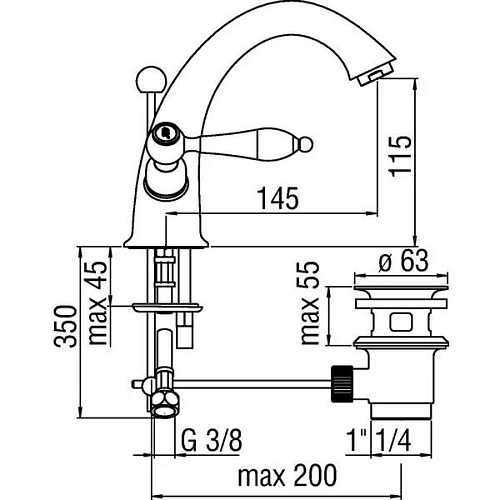 Смеситель для раковины NOBILI Antica AT31118/6CR хром Смеситель для раковины NOBILI Antica AT31118/6CR хром
