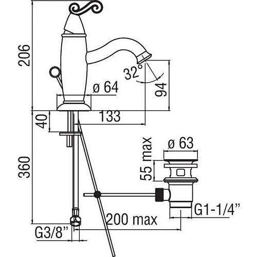 Смеситель для раковины Nobili Dubai DB00118/1CR Смеситель для раковины Nobili Dubai DB00118/1CR