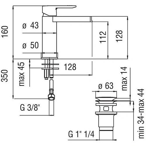 Смеситель для раковины NOBILI New Road RDC0118/2CR хром Смеситель для раковины NOBILI New Road RDC0118/2CR хром