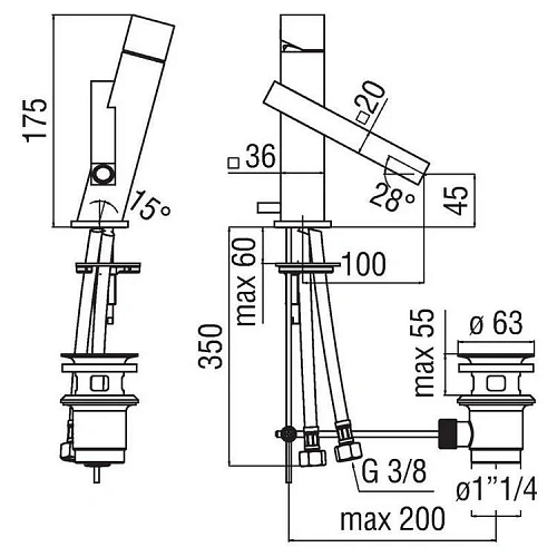 Смеситель для раковины NOBILI Tower TW00118/1CR Смеситель для раковины NOBILI Tower TW00118/1CR