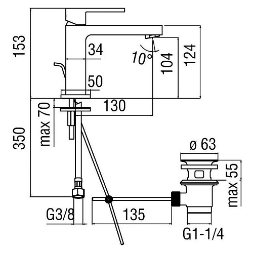 Смеситель для раковины NOBILI UP UP94118/1CR Смеситель для раковины NOBILI UP UP94118/1CR