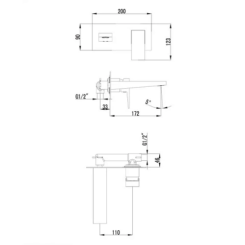 Смеситель для раковины OMNIRES FRESH FR7115CR хром скрытого монтажа Смеситель для раковины OMNIRES FRESH FR7115CR хром скрытого монтажа