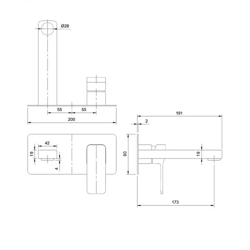 Смеситель для раковины OMNIRES SLIDE SL7715CR хром скрытого монтажа Смеситель для раковины OMNIRES SLIDE SL7715CR хром скрытого монтажа