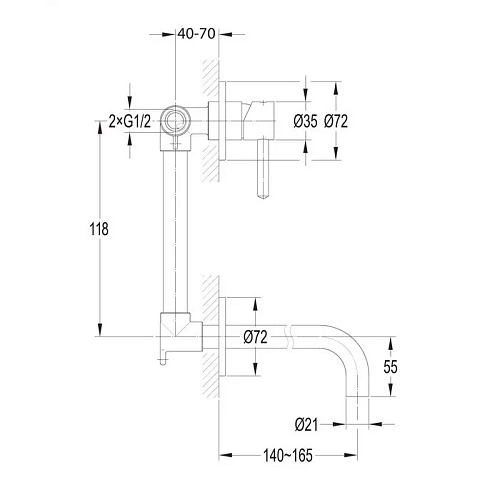 Смеситель для раковины OMNIRES Y Y1215NGL золото скрытого монтажа Смеситель для раковины OMNIRES Y Y1215NGL золото скрытого монтажа