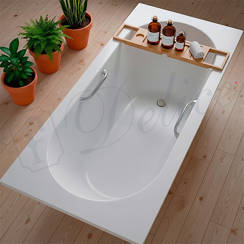 Ванна из искусственного камня Delice Bravo 180х80 DLR330001R-G с ручками хром, глянцевая Ванна из искусственного камня Delice Bravo 180х80 DLR330001R-G с ручками хром, глянцевая