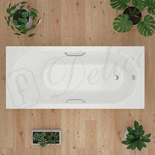 Ванна из искусственного камня Delice Bravo 190х90 DLR330039R-G с ручками хром, глянцевая Ванна из искусственного камня Delice Bravo 190х90 DLR330039R-G с ручками хром, глянцевая