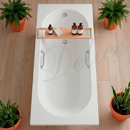 Ванна из искусственного камня Delice Bravo 180х75 DLR330038R-M с ручками хром, матовая Ванна из искусственного камня Delice Bravo 180х75 DLR330038R-M с ручками хром, матовая