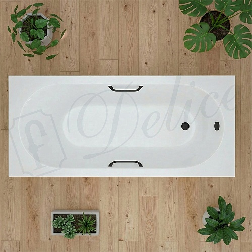 Ванна из искусственного камня Delice Bravo 150х70 DLR330036RB-G с черными ручками, глянцевая Ванна из искусственного камня Delice Bravo 150х70 DLR330036RB-G с черными ручками, глянцевая