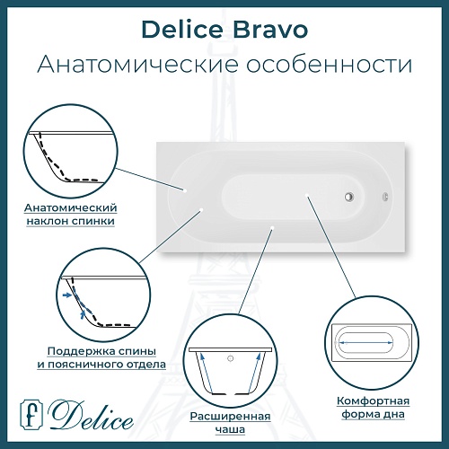 Ванна из искусственного камня Delice Bravo 180х75 DLR330038RB-G с черными ручками, глянцевая Ванна из искусственного камня Delice Bravo 180х75 DLR330038RB-G с черными ручками, глянцевая