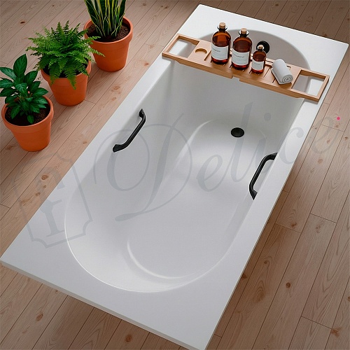 Ванна из искусственного камня Delice Bravo 180х75 DLR330038RB-G с черными ручками, глянцевая Ванна из искусственного камня Delice Bravo 180х75 DLR330038RB-G с черными ручками, глянцевая