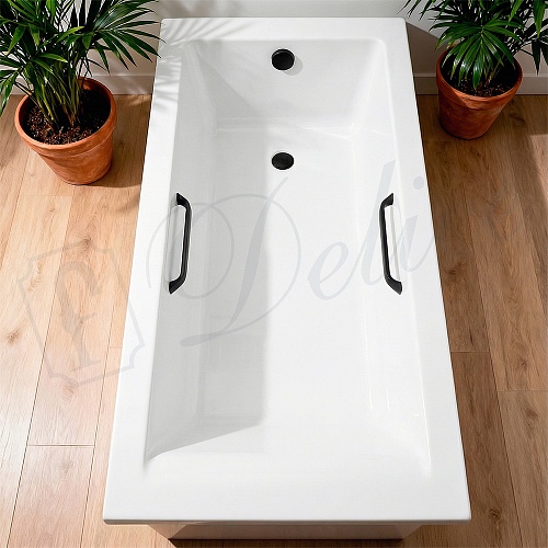 Ванна из искусственного камня Delice Diapason 170х70 DLR330005RB-G с черными ручками, глянцевая Ванна из искусственного камня Delice Diapason 170х70 DLR330005RB-G с черными ручками, глянцевая