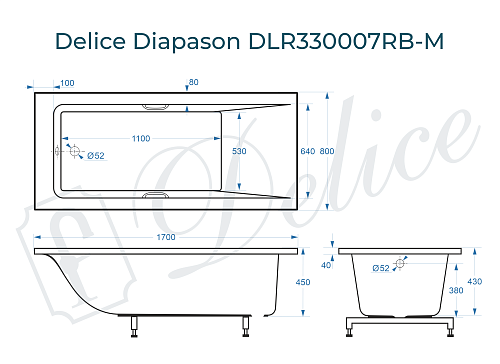 Ванна из искусственного камня Delice Diapason 170х80 DLR330007RB-M с черными ручками, матовая Ванна из искусственного камня Delice Diapason 170х80 DLR330007RB-M с черными ручками, матовая
