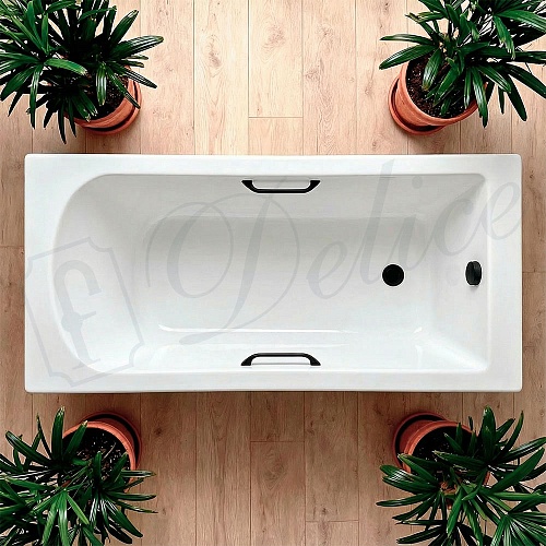 Ванна из искусственного камня Delice Scandi 175х70 DLR330028RB-G с черными ручками, глянцевая Ванна из искусственного камня Delice Scandi 175х70 DLR330028RB-G с черными ручками, глянцевая