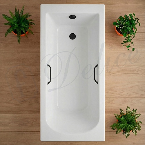 Ванна из искусственного камня Delice Scandi 190х80 DLR330032RB-G с черными ручками, глянцевая Ванна из искусственного камня Delice Scandi 190х80 DLR330032RB-G с черными ручками, глянцевая