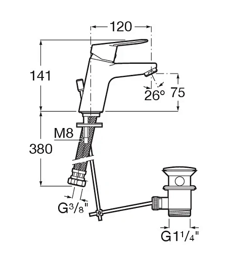 Смеситель для раковины Roca Alfa с донным клапаном, mixstart 5A3P25C0M Смеситель для раковины Roca Alfa с донным клапаном, mixstart 5A3P25C0M