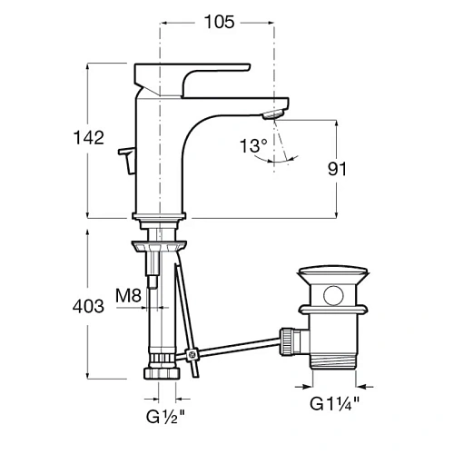 Смеситель для раковины Roca Atis 5A3083C0M Смеситель для раковины Roca Atis 5A3083C0M