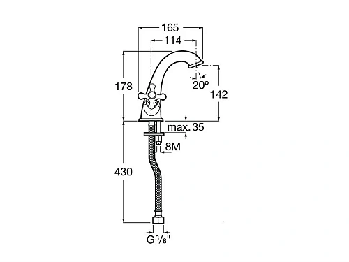 Смеситель для раковины Roca Carmen без донного клапана, 5A3B4BC00 Смеситель для раковины Roca Carmen без донного клапана, 5A3B4BC00