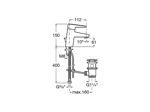 Смеситель для раковины ROCA Esmai однорычажное упр., неповоротный излив, с донным клапаном 5A3031C00 Смеситель для раковины ROCA Esmai однорычажное упр., неповоротный излив, с донным клапаном 5A3031C00