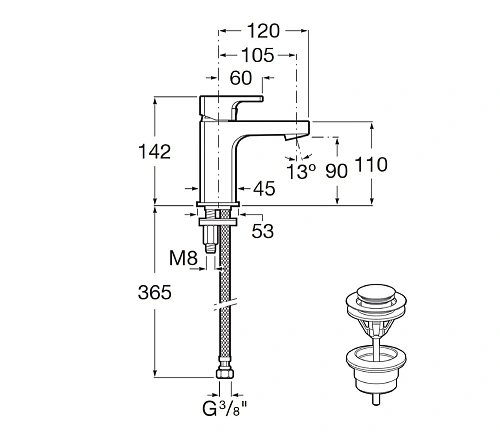 Смеситель для раковины Roca L90 5A3B01C00 Смеситель для раковины Roca L90 5A3B01C00