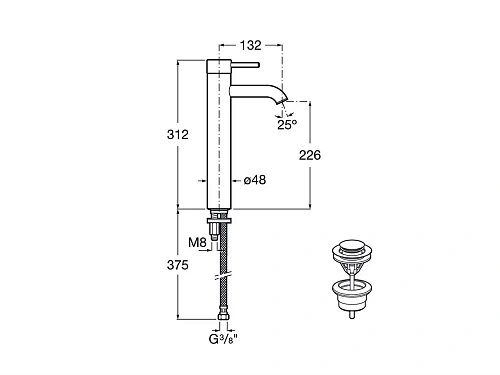 Смеситель для раковины ROCA Lanta неповоротный излив, однорычажное упр., с донным клапаном 5A3411C00 Смеситель для раковины ROCA Lanta неповоротный излив, однорычажное упр., с донным клапаном 5A3411C00