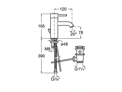 Смеситель для раковины ROCA Lanta однорычажное упр., неповоротный излив, с донным клапаном, холодный 5A3011C00 Смеситель для раковины ROCA Lanta однорычажное упр., неповоротный излив, с донным клапаном, холодный 5A3011C00