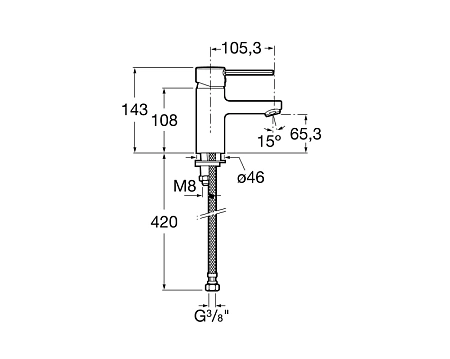 Смеситель для раковины Roca Targa 5A3260C0M Смеситель для раковины Roca Targa 5A3260C0M