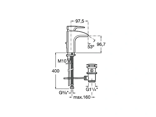 Смеситель для раковины ROCA Thesis неповоротный излив, однорычажное упр., с донным клапаном 5A3050C00 Смеситель для раковины ROCA Thesis неповоротный излив, однорычажное упр., с донным клапаном 5A3050C00