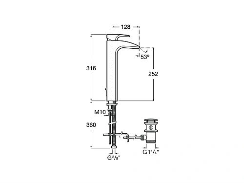 Смеситель для раковины ROCA Thesis неповоротный излив, однорычажное упр., с донным клапаном 5A3450C00 Смеситель для раковины ROCA Thesis неповоротный излив, однорычажное упр., с донным клапаном 5A3450C00