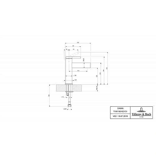 Смеситель для раковины Villeroy & Boch Dawn TVW10610315165 никель Смеситель для раковины Villeroy & Boch Dawn TVW10610315165 никель