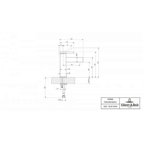 Смеситель для раковины Villeroy & Boch Dawn TVW10610315165 никель Смеситель для раковины Villeroy & Boch Dawn TVW10610315165 никель