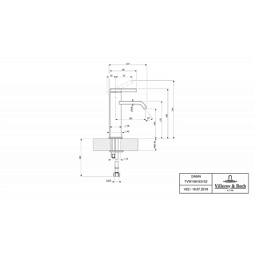 Смеситель для раковины Villeroy & Boch Dawn TVW106103152K5 черный Смеситель для раковины Villeroy & Boch Dawn TVW106103152K5 черный
