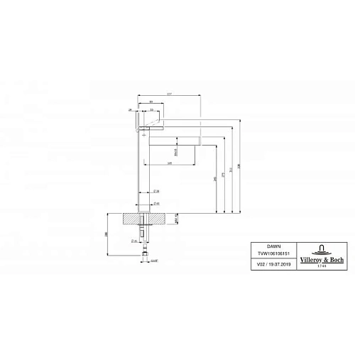 Смеситель для раковины Villeroy & Boch Dawn TVW10610615161 высокий Смеситель для раковины Villeroy & Boch Dawn TVW10610615161 высокий