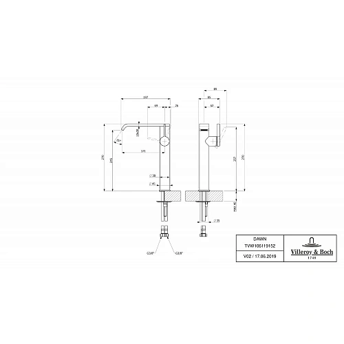 Смеситель для раковины Villeroy & Boch Dawn TVW10611915261 высокий Смеситель для раковины Villeroy & Boch Dawn TVW10611915261 высокий