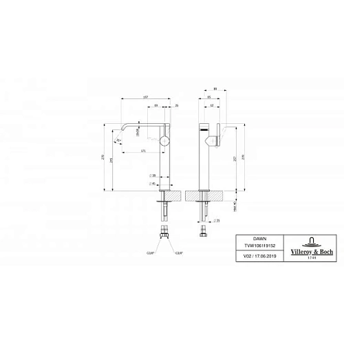 Смеситель для раковины Villeroy & Boch Dawn TVW10611915261 высокий Смеситель для раковины Villeroy & Boch Dawn TVW10611915261 высокий