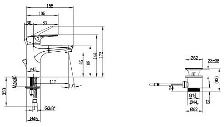 Смеситель для раковины Villeroy & Boch O.Novo Start TVW10510111061 Смеситель для раковины Villeroy & Boch O.Novo Start TVW10510111061