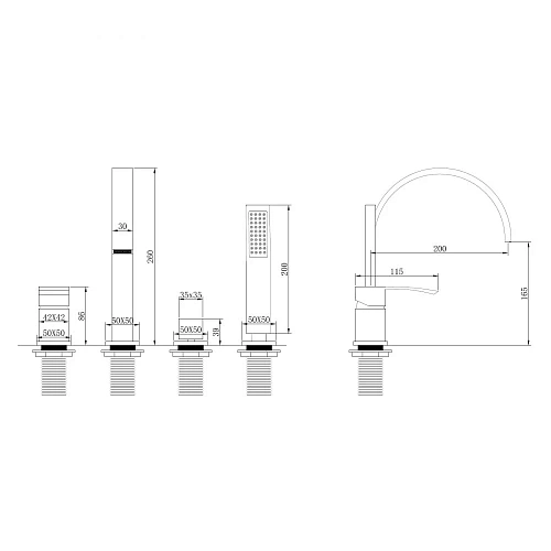 Смеситель на борт ванны ABBER Wasserfall AF8613B черный матовый Смеситель на борт ванны ABBER Wasserfall AF8613B черный матовый