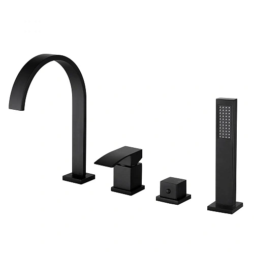 Смеситель на борт ванны ABBER Wasserfall AF8613B черный матовый Смеситель на борт ванны ABBER Wasserfall AF8613B черный матовый