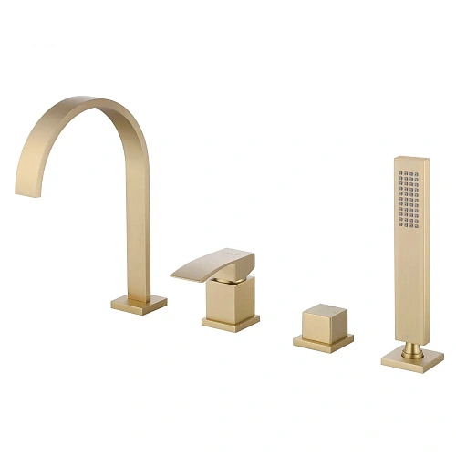 Смеситель на борт ванны ABBER Wasserfall AF8613G золото матовое Смеситель на борт ванны ABBER Wasserfall AF8613G золото матовое