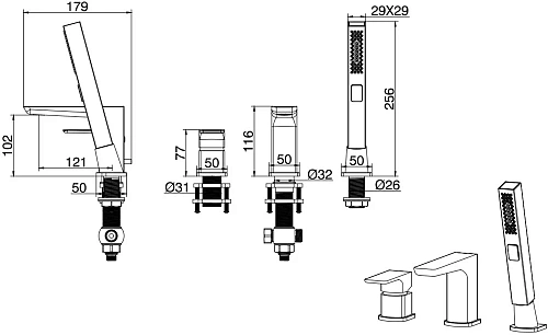 Смеситель на борт ванны Allen Brau Infinity 5.21008-31 Смеситель на борт ванны Allen Brau Infinity 5.21008-31