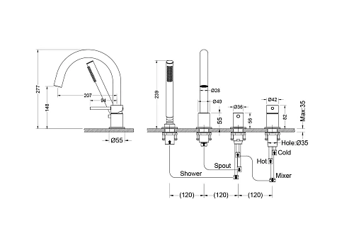 Смеситель на борт ванны Aquatek ЕВРОПА AQ1348CR Хром Смеситель на борт ванны Aquatek ЕВРОПА AQ1348CR Хром