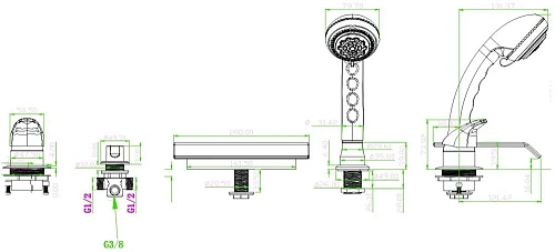 Смеситель на борт ванны Boheme AquaDesign Cubica 494 Смеситель на борт ванны Boheme AquaDesign Cubica 494