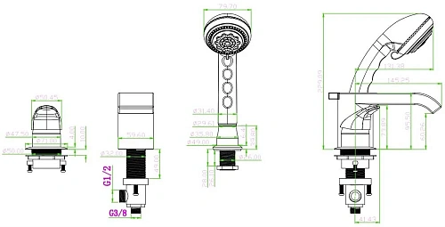 Смеситель на борт ванны Boheme AquaDesign Pacifica 492 Смеситель на борт ванны Boheme AquaDesign Pacifica 492