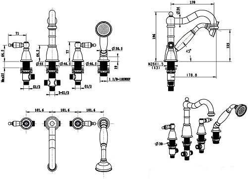 Смеситель на борт ванны Boheme Provanse 394 Смеситель на борт ванны Boheme Provanse 394