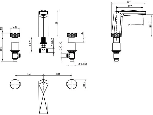 Смеситель на борт ванны Boheme Venturo 150-G-DIAMOND на 3 отверстия золото, ручка DIAMOND Смеситель на борт ванны Boheme Venturo 150-G-DIAMOND на 3 отверстия золото, ручка DIAMOND